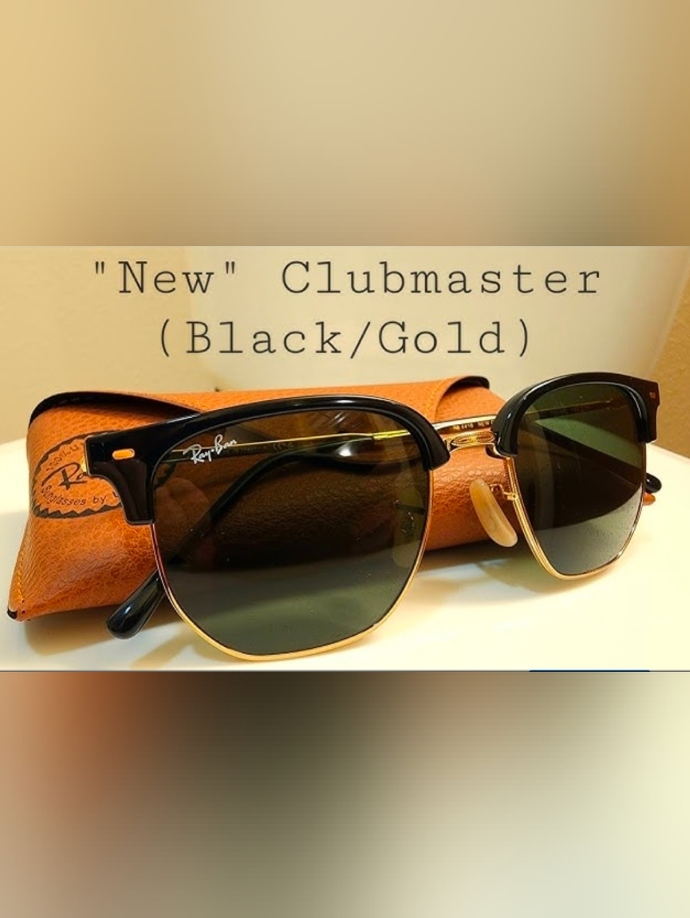 Ray-Ban New Clubmaster Sunglasses in Black & Gold, RB-4416